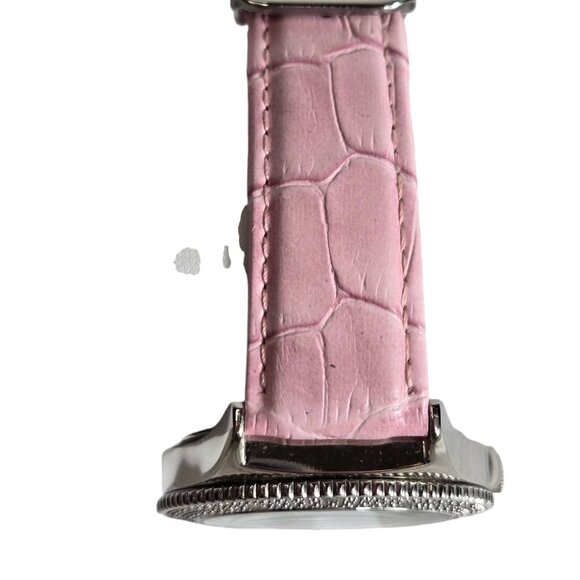 Techno Master Womens Pink Heart Diamond Dial Pink Leather Band Watch TM2135 Rare - Picture 9 of 10